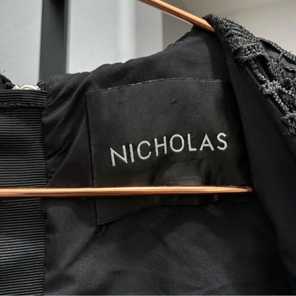 Nicholas Black Mosaic Lace Ball Dress Black Tie Evening Tea Length Size 6 Goth - Picture 4 of 11